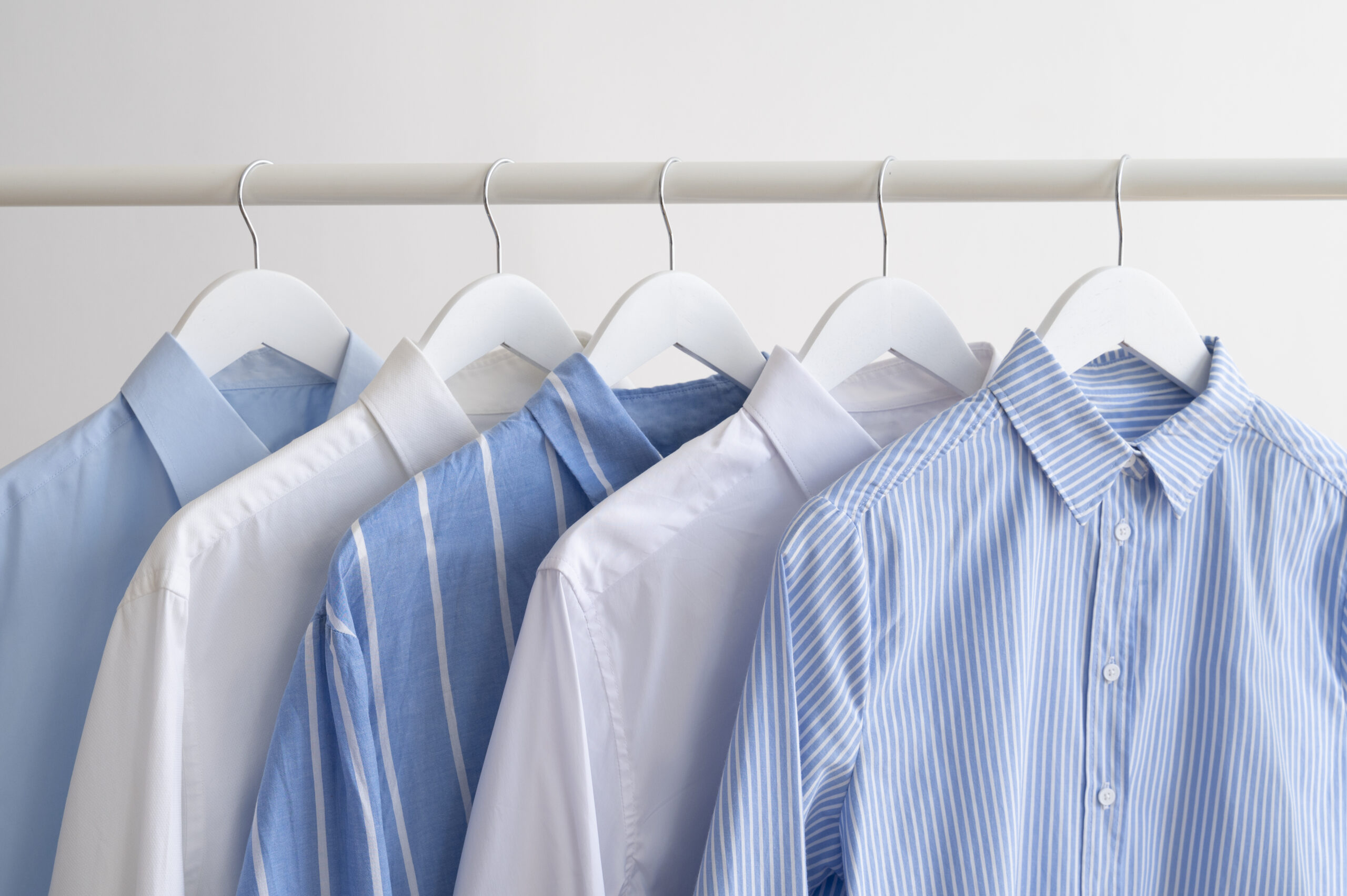 Clean shirts on hangers